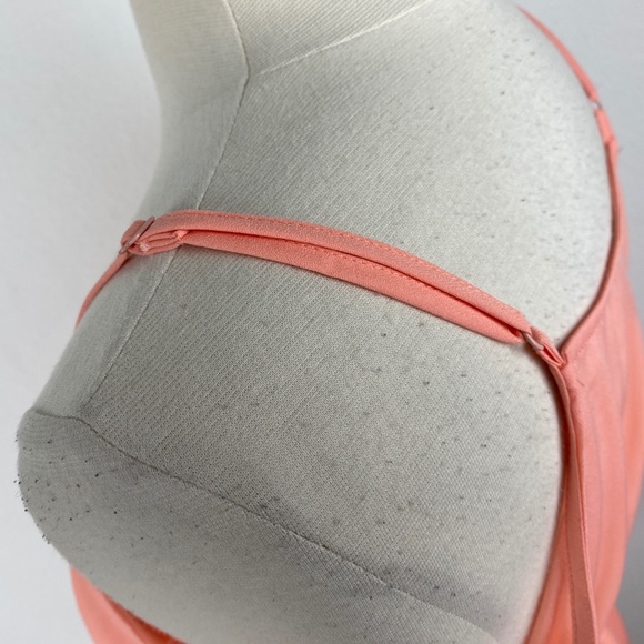 Paper Crane Peach Chiffon Chemise Mini Dress Size Medium Drawstring Waist Zip - Picture 11 of 14